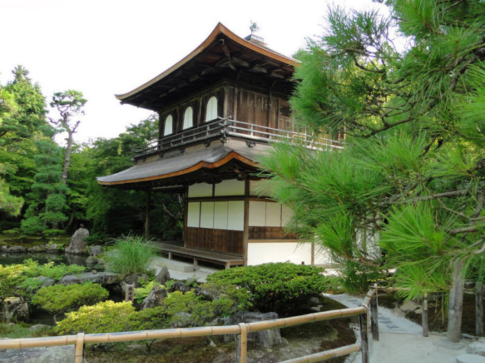 Японский сад. Сад храма Гинкакудзи (Серебряный павильон) в Киото. Ginkaku-ji