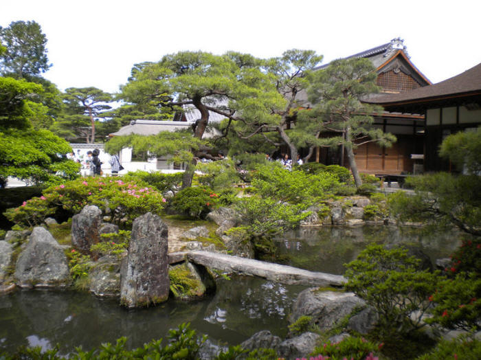 Японский сад. Сад храма Гинкакудзи (Серебряный павильон) в Киото. Ginkaku-ji