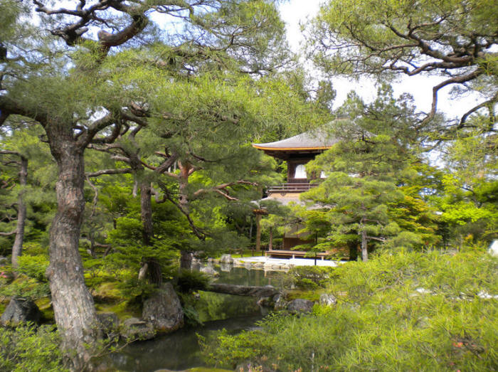 Японский сад. Сад храма Гинкакудзи (Серебряный павильон) в Киото. Ginkaku-ji