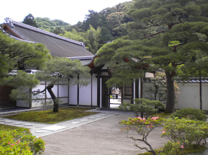 Японский сад. Сад храма Гинкакудзи (Серебряный павильон) в Киото. Ginkaku-ji