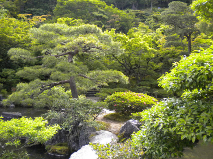 Японский сад. Сад храма Гинкакудзи (Серебряный павильон) в Киото. Ginkaku-ji