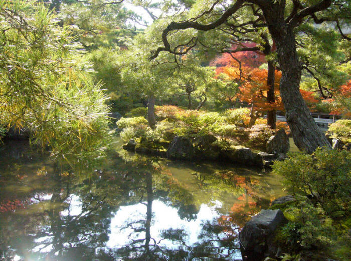 Японский сад. Сад храма Гинкакудзи (Серебряный павильон) в Киото. Ginkaku-ji